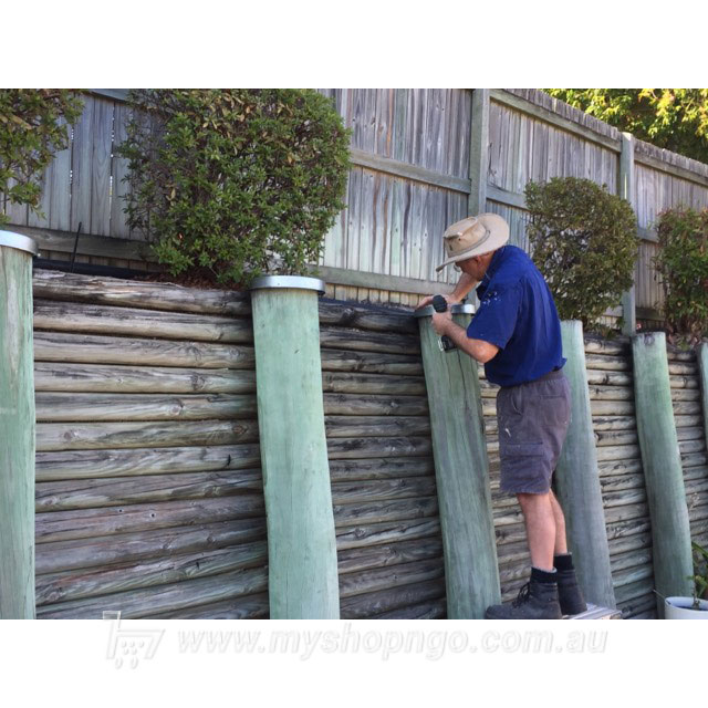 pole caps on retaining wall fence posts