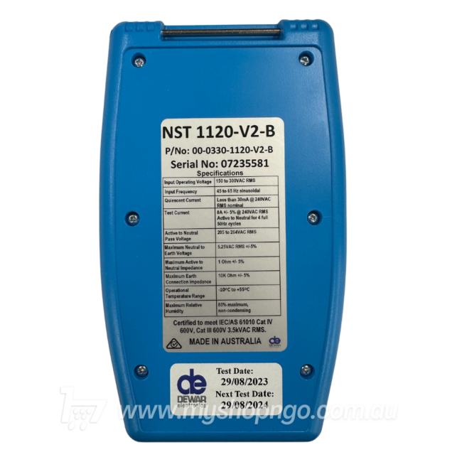 Dewar Electronics NST Tester M1120-V2-B Bluetooth and Screen Hold - rear